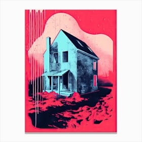 A House In Washington, Abstract Risograph Style 2 Canvas Print