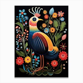 Folk Bird Illustration Pheasant 6 Canvas Print