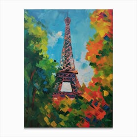 Eiffel Tower Paris France David Hockney Style 15 Canvas Print