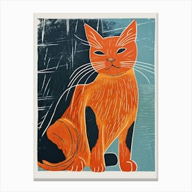 Chartreux Cat Linocut Blockprint 5 Canvas Print