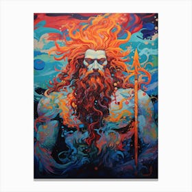  A Silk Screen Portrait Of Poseidon With Trident 1 Canvas Print