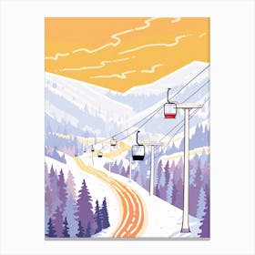 Park City Mountain Resort   Utah, Usa, Ski Resort Pastel Colours Illustration 2 Canvas Print