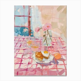 Pink Breakfast Food Eggs Benedict 2 Canvas Print