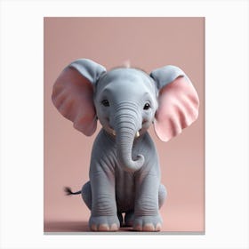 Cute Baby Elephant Nursery Ilustration (7) Canvas Print
