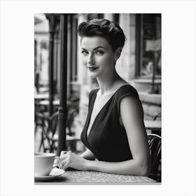 Beautiful Woman In Black And White Canvas Print