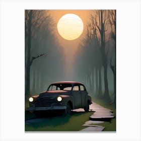 Old Car In The Woods 4 Canvas Print