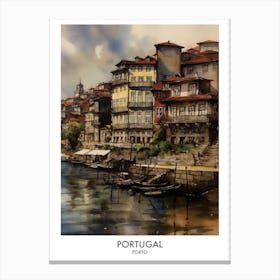 Porto, Portugal 2 Watercolor Travel Poster Canvas Print