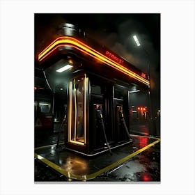 Retro 80's Gas Station at Night Canvas Print