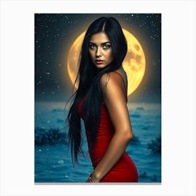 Beautiful Woman In Red Dress Canvas Print