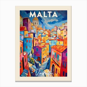 Valletta Malta 2 Fauvist Painting Travel Poster Canvas Print