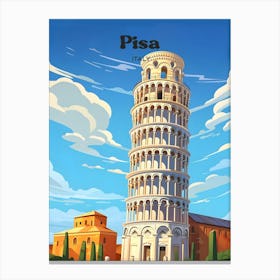 Pisa Italy Leaning Tower Modern Travel Art Canvas Print