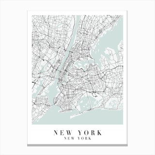 New York New York Street Map Minimal Color Canvas Print