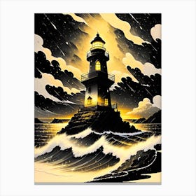 Lighthouse At Night 3 Canvas Print