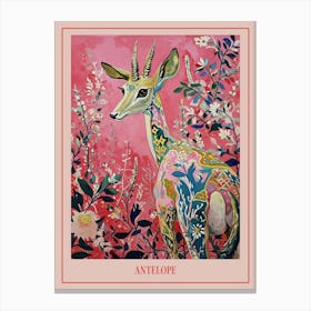 Floral Animal Painting Antelope 2 Poster Canvas Print