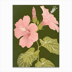 Pink & Green Hibiscus 1 Canvas Print