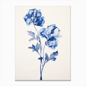 Blue Botanical Freesia 1 Canvas Print