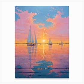 Sailboats At Sunset 13 Canvas Print