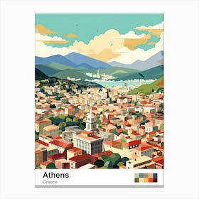 Athens, Greece, Geometric Illustration 2 Poster Canvas Print