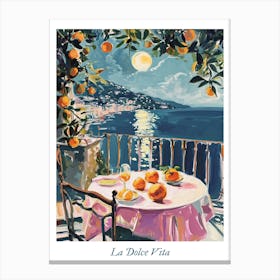 La Dolve Vita Sicily Italy Night Dinner Oranges Canvas Print