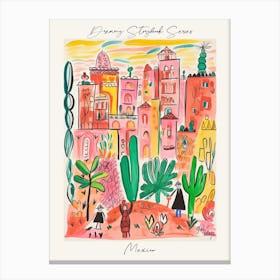 Poster Of Mexico, Dreamy Storybook Illustration 3 Canvas Print