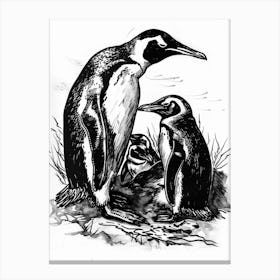 Emperor Penguin Squabbling Over Territory 1 Canvas Print