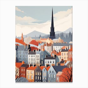 Vintage Winter Travel Illustration Edinburgh Scotland 1 Canvas Print