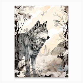 Tundra Wolf Vintage Painting 3 Canvas Print