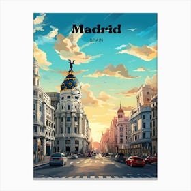 Madrid Spain Sunrise Travel Art Illustration Canvas Print