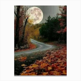 Full Moon In Autumn Canvas Print