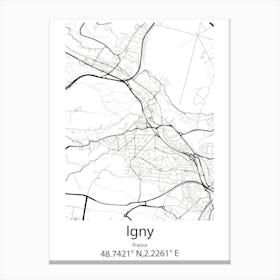 Igny,France Minimalist Map Canvas Print