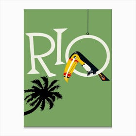 Rio, Brazil, Toucan And A Palm Tree Canvas Print
