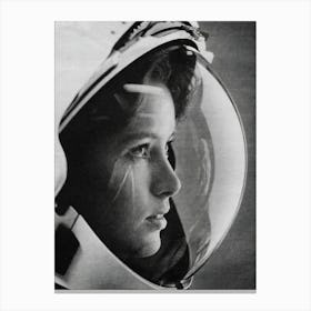 Woman Astronaut, Vintage Black and White Old Photo Canvas Print