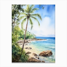 Palm Tree On The Beach Canvas Print