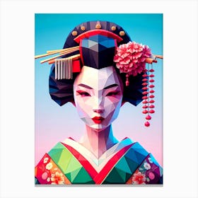 Geisha Paper Origami Style Canvas Print