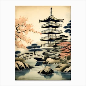 Traditional Japanese Garden Scene Canvas Print