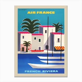 Air France Vintage French Riviera Travel Poster Canvas Print