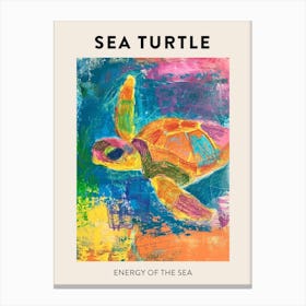 Sea Turtle Rainbow Abstract Scribble Poster 1 Canvas Print