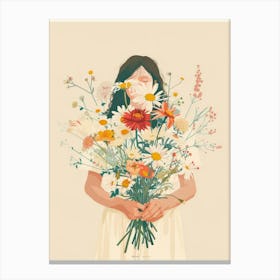 Spring Girl With Wild Flowers 7 Canvas Print