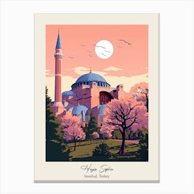 Hagia Sophia   Istanbul, Turkey   Cute Botanical Illustration Travel 2 Poster Canvas Print