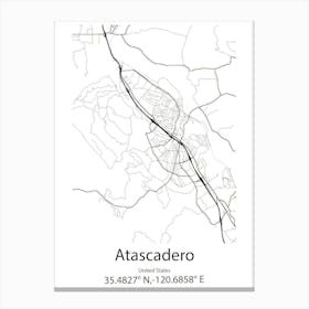 Atascadero,United States Minimalist Map 1 Canvas Print