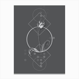 Vintage Didier's Tulip Botanical with Line Motif and Dot Pattern in Ghost Gray n.0265 Canvas Print