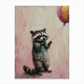 Cute Raccoon 3 With Balloon Canvas Print