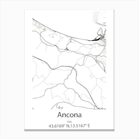 Ancona,Italy Minimalist Map Canvas Print