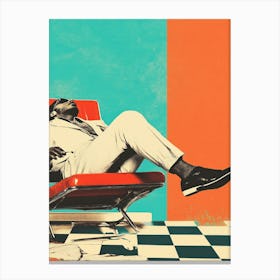 Man In A Chair Collage Canvas Print