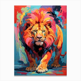 Vivid Lion On The Prowl Canvas Print