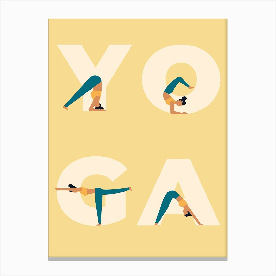 Yoga Poses Mindfulness Meditation Poster Mindful Illustration Wall Art Print Yoga Gift For Her Canvas Print by Jaffa Orange