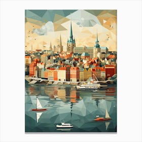 Stockholm, Sweden, Geometric Illustration 3 Canvas Print