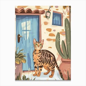 Bengal Cat Storybook Illustration 3 Canvas Print