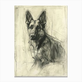 German Shepherd Dog Charcoal Line 3 Canvas Print