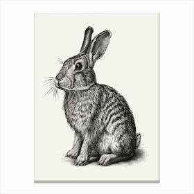Dutch Blockprint Rabbit Illustration 2 Canvas Print